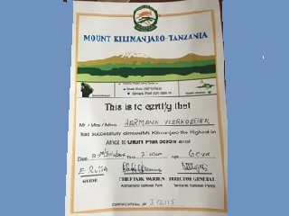 Kilimanjaro Summit Certification